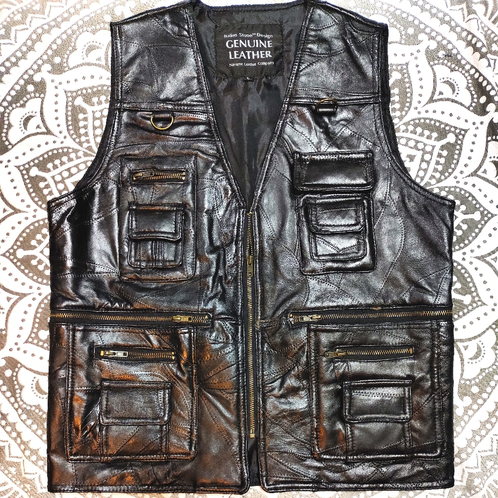 Leather Vest. Navarre Co. Italian Stone Design